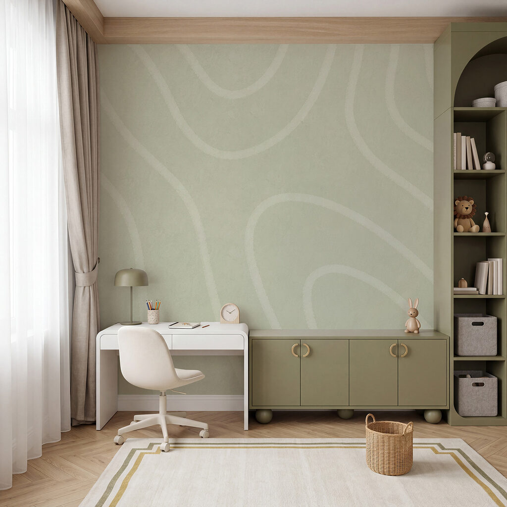 Linii ondulate luminoase într-un interior