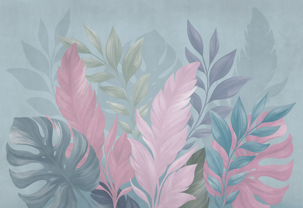 Frunze tropicale roz — design complet