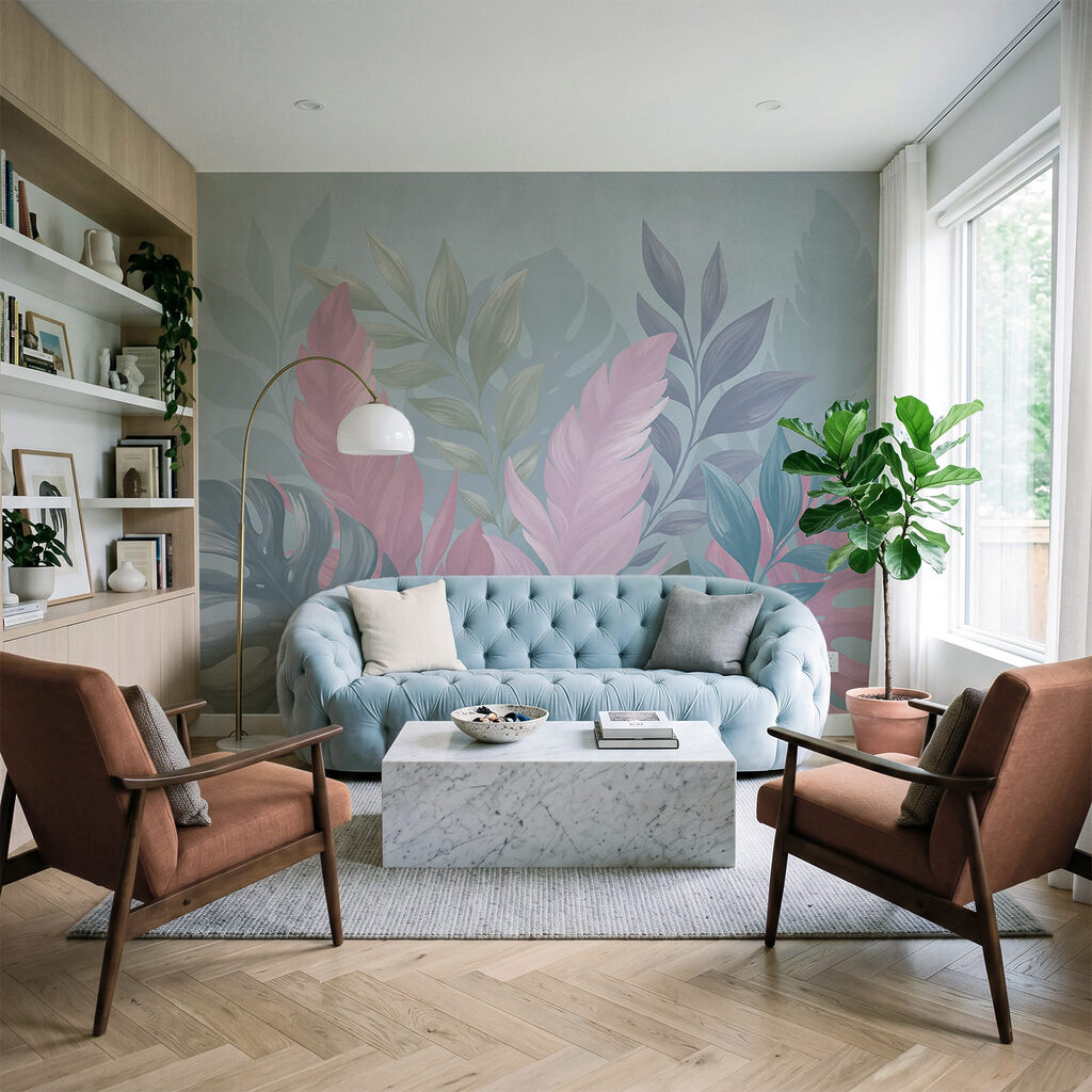 Frunze tropicale roz — interior 3