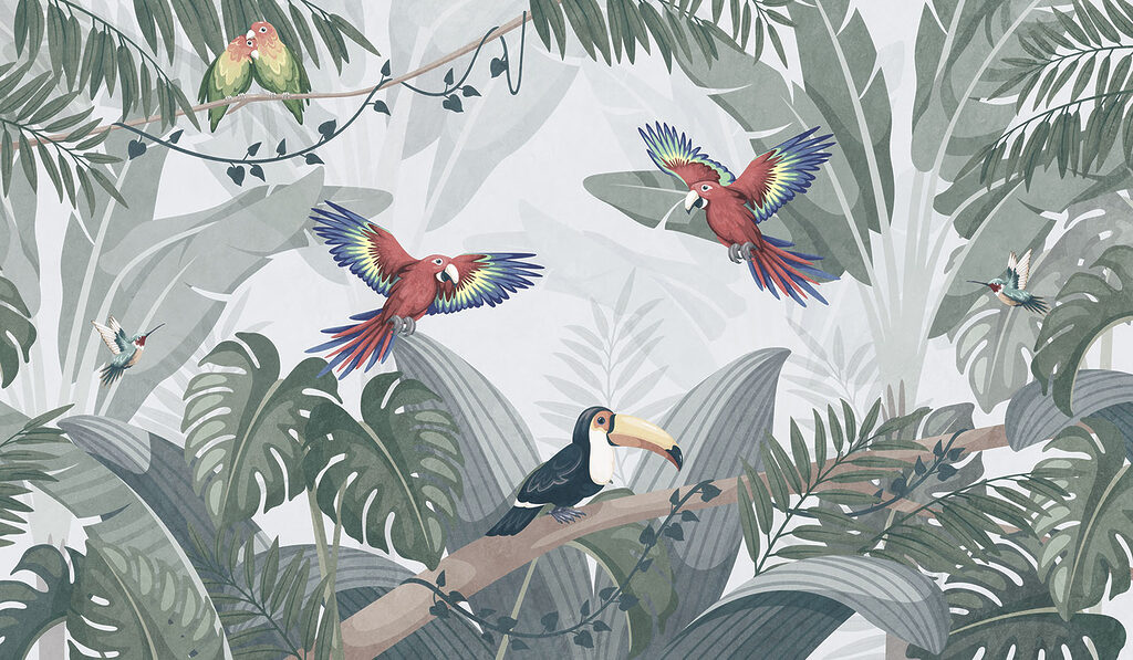 Păsări tropicale — design complet