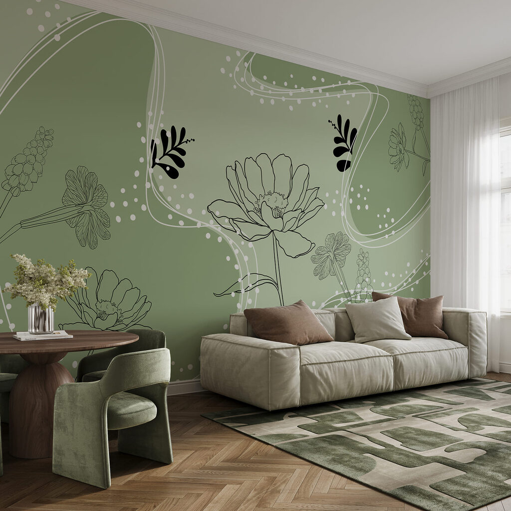 Flori printre curbe punctate — interior 1