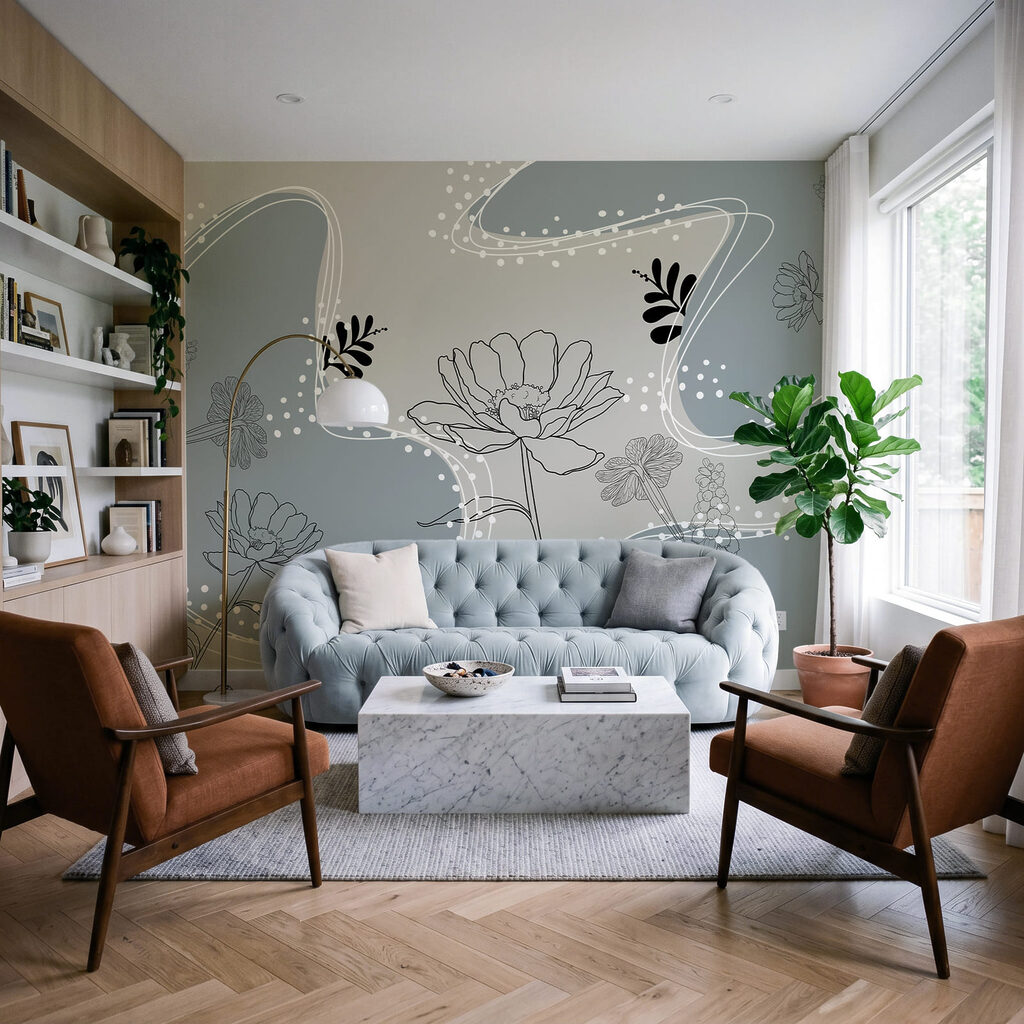Flori printre curbe punctate — interior 2
