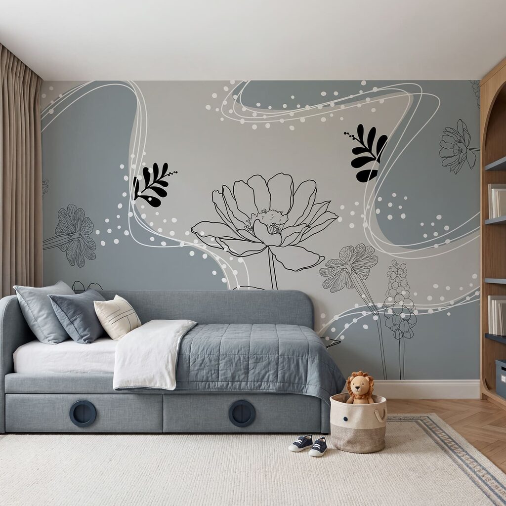 Flori printre curbe punctate — interior 3