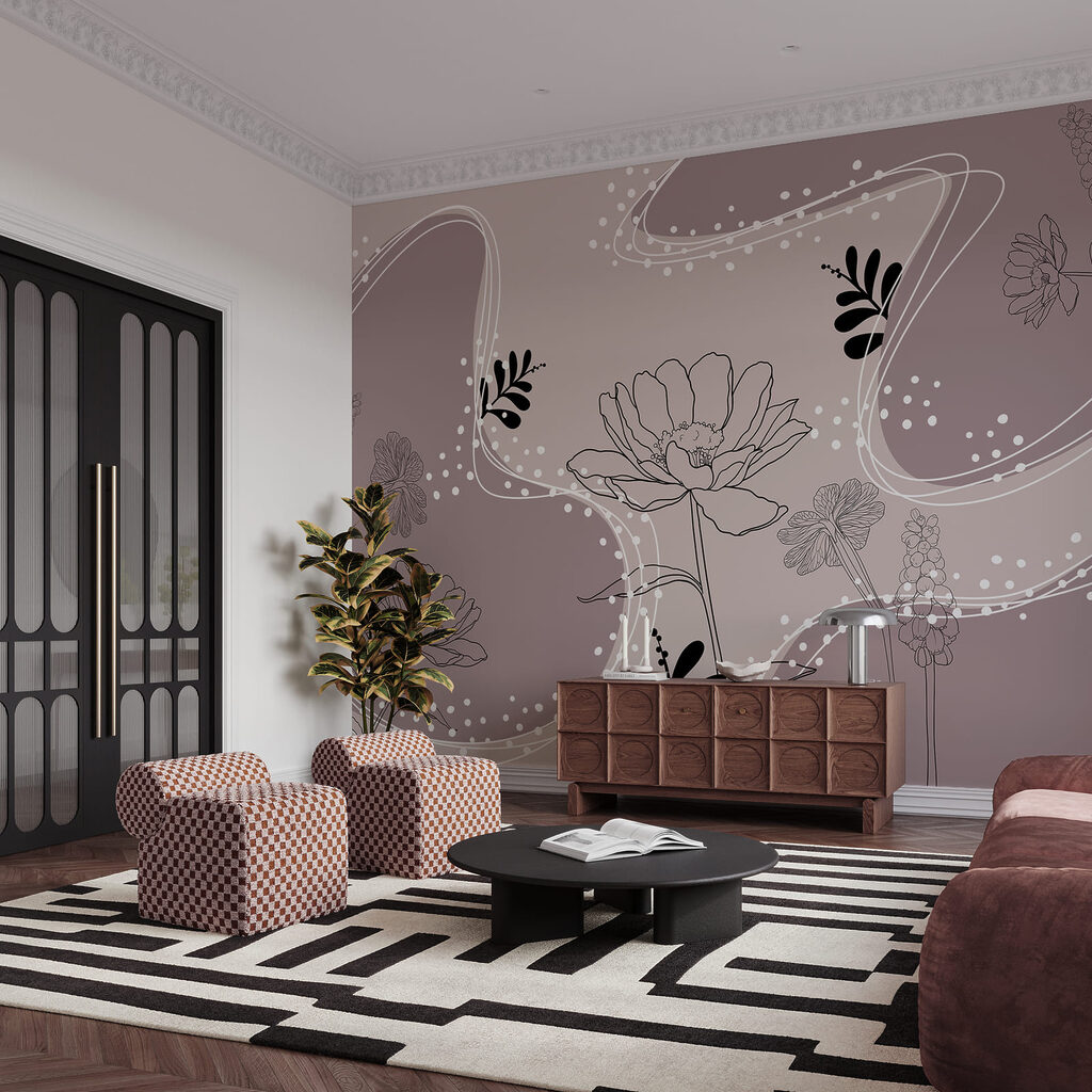 Flori printre curbe punctate — interior 1