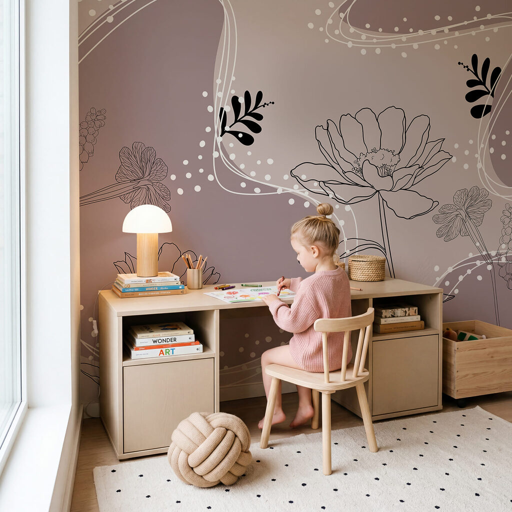 Flori printre curbe punctate — interior 3