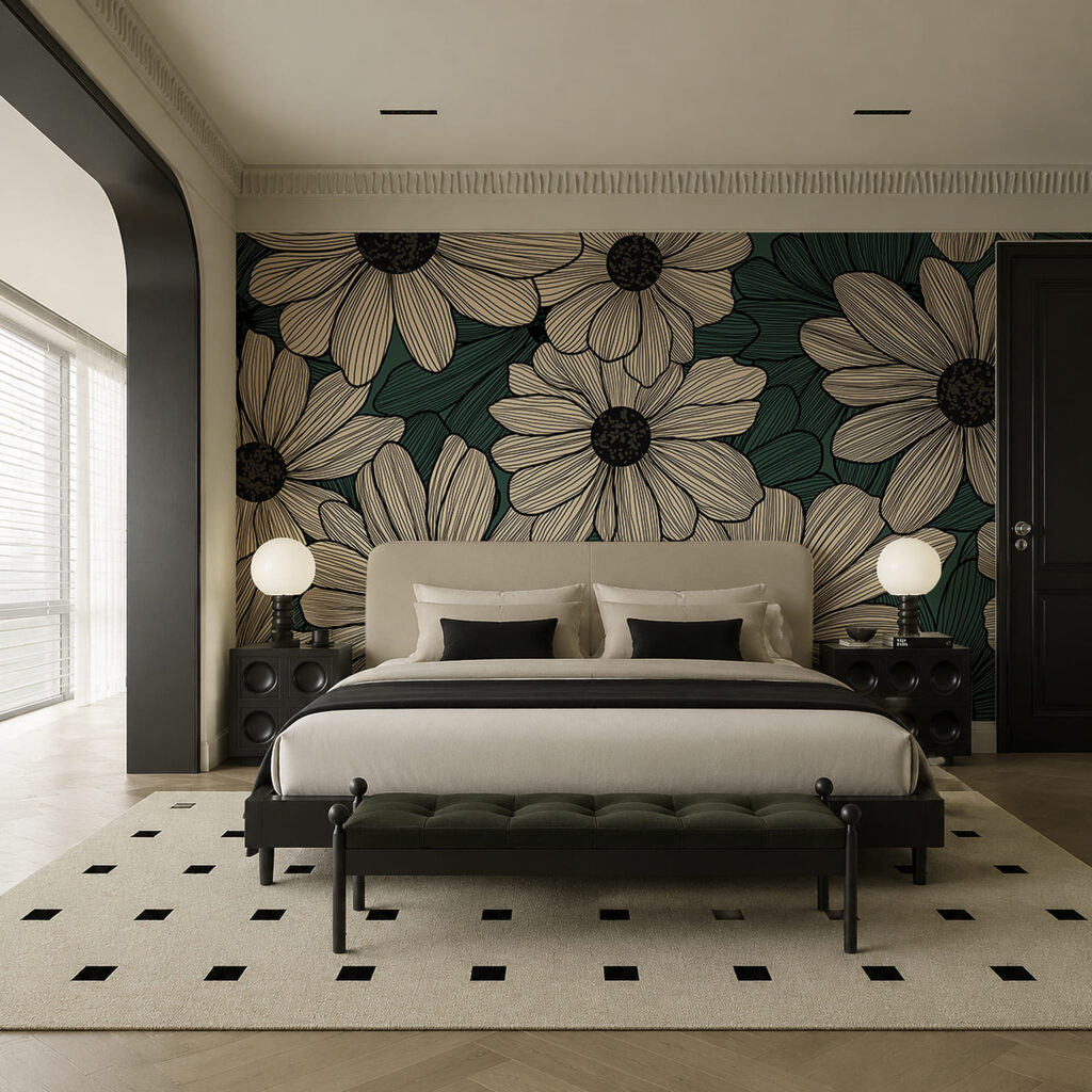 Flori cu hașurări fine — interior 1