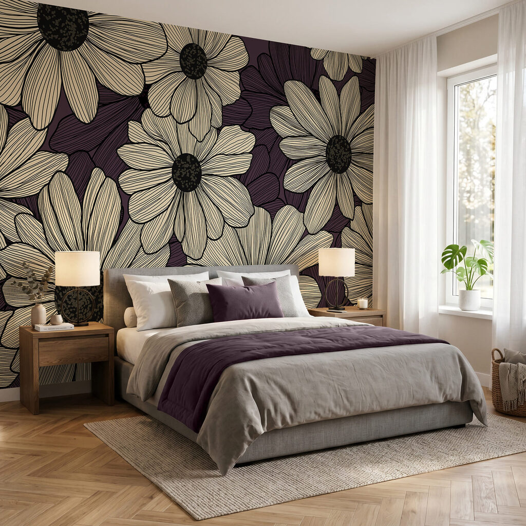 Flori cu hașurări fine — interior 1