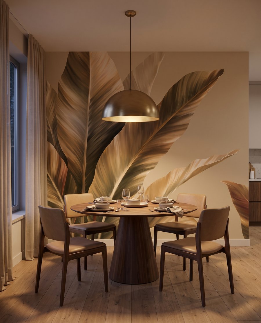 Frunze late pe fundal — interior 3