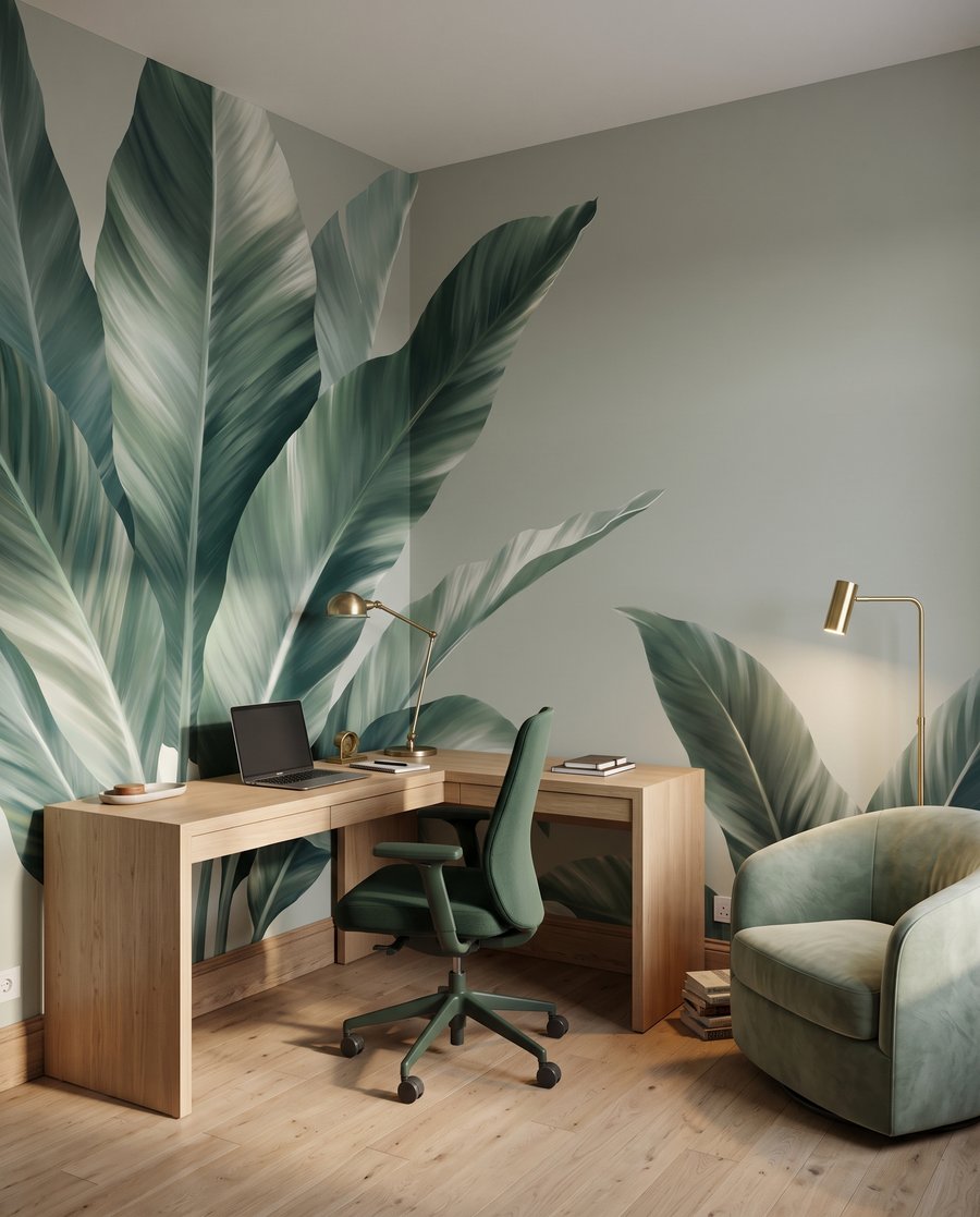 Frunze late pe fundal — interior 1