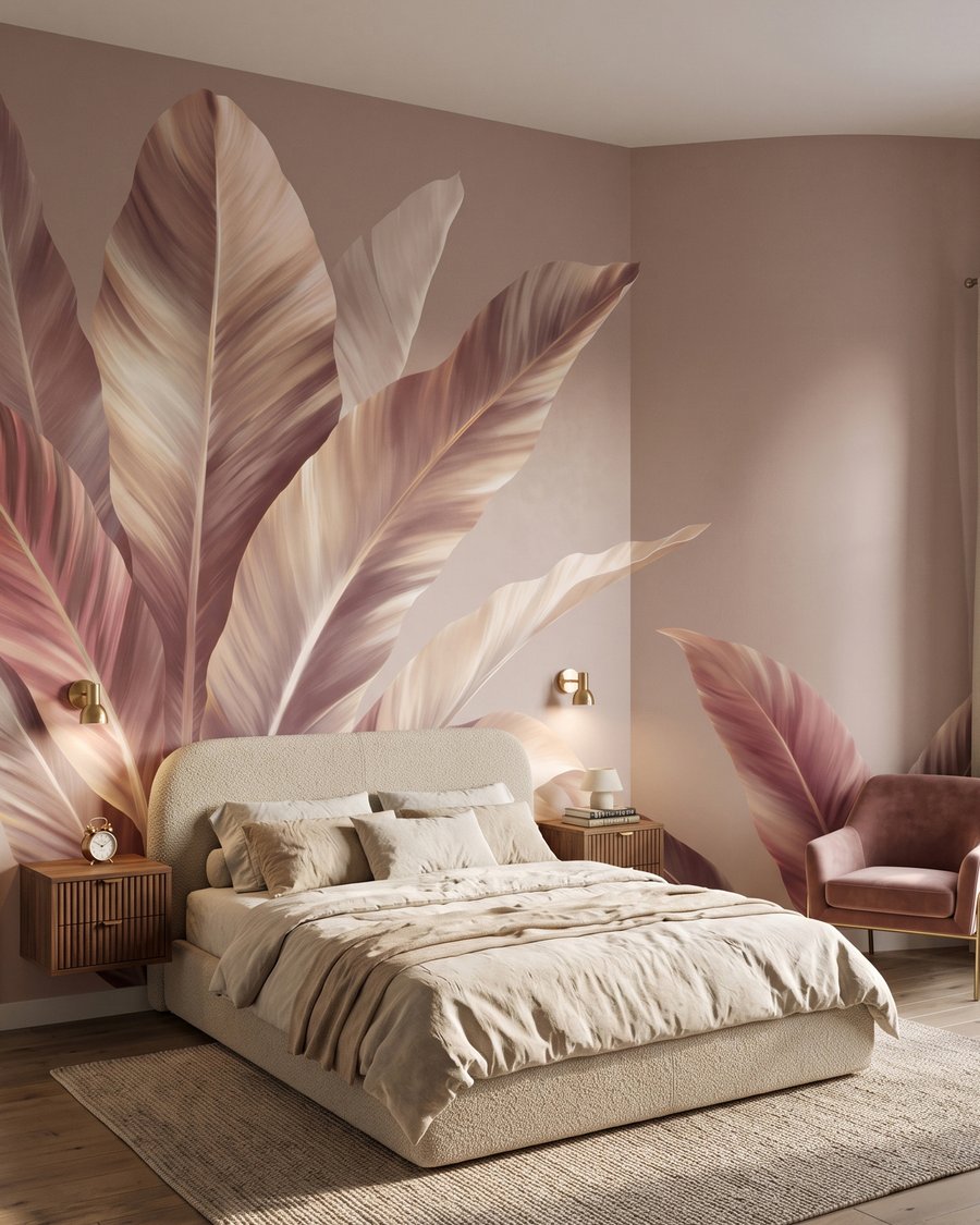 Frunze late pe fundal — interior 3