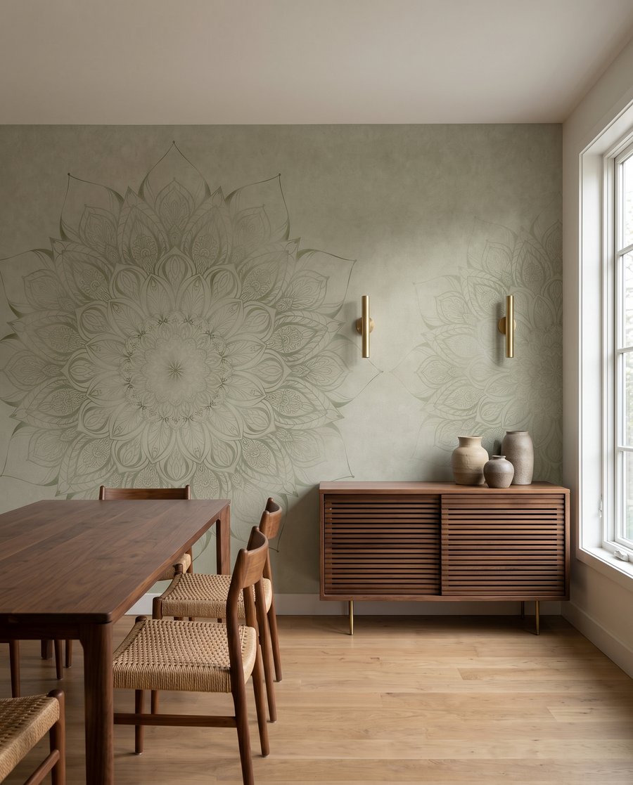 Mandală florală într-un interior