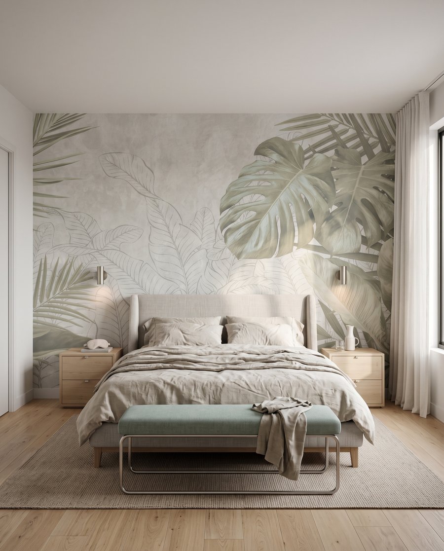 Frunze tropicale desenate — interior 2