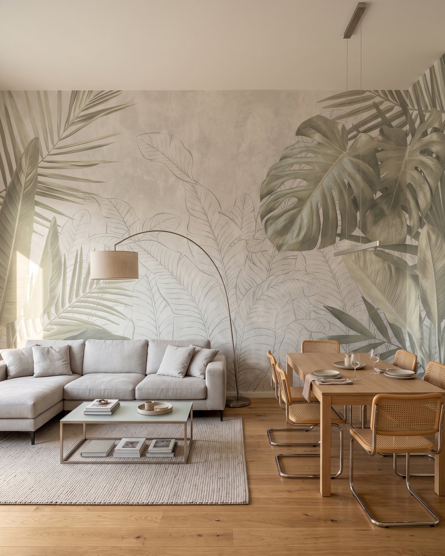 Frunze tropicale desenate — interior 1