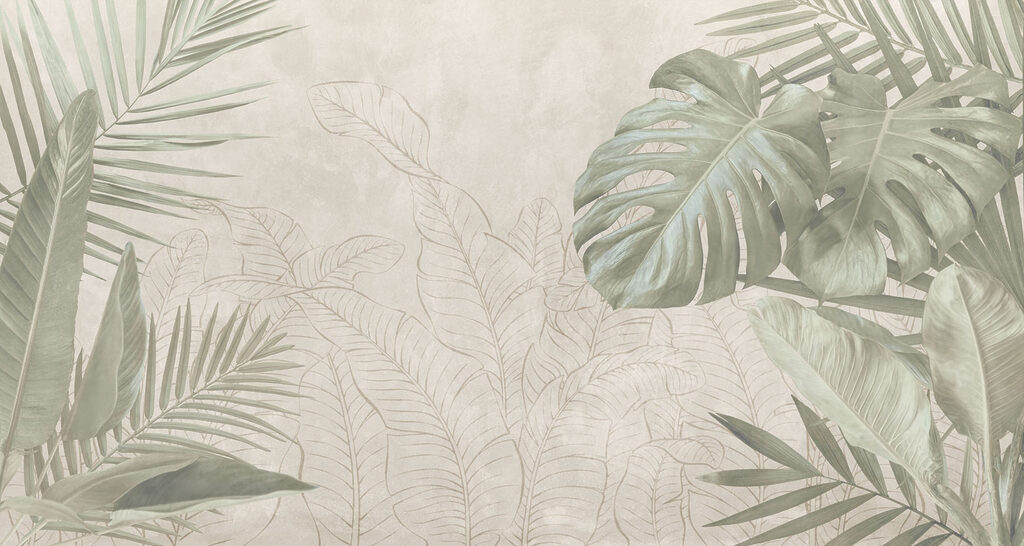Frunze tropicale desenate — design complet
