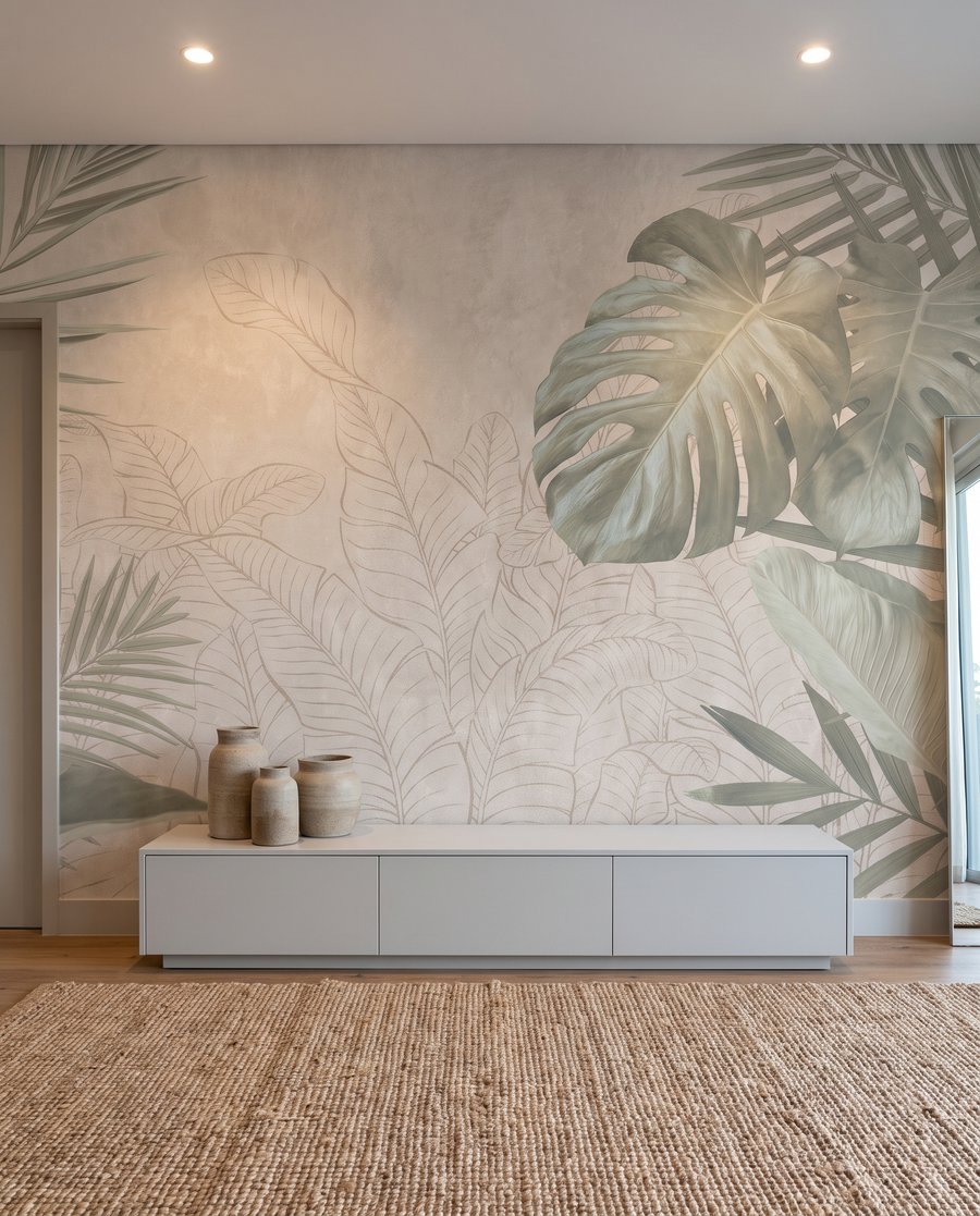 Frunze tropicale desenate — interior 3