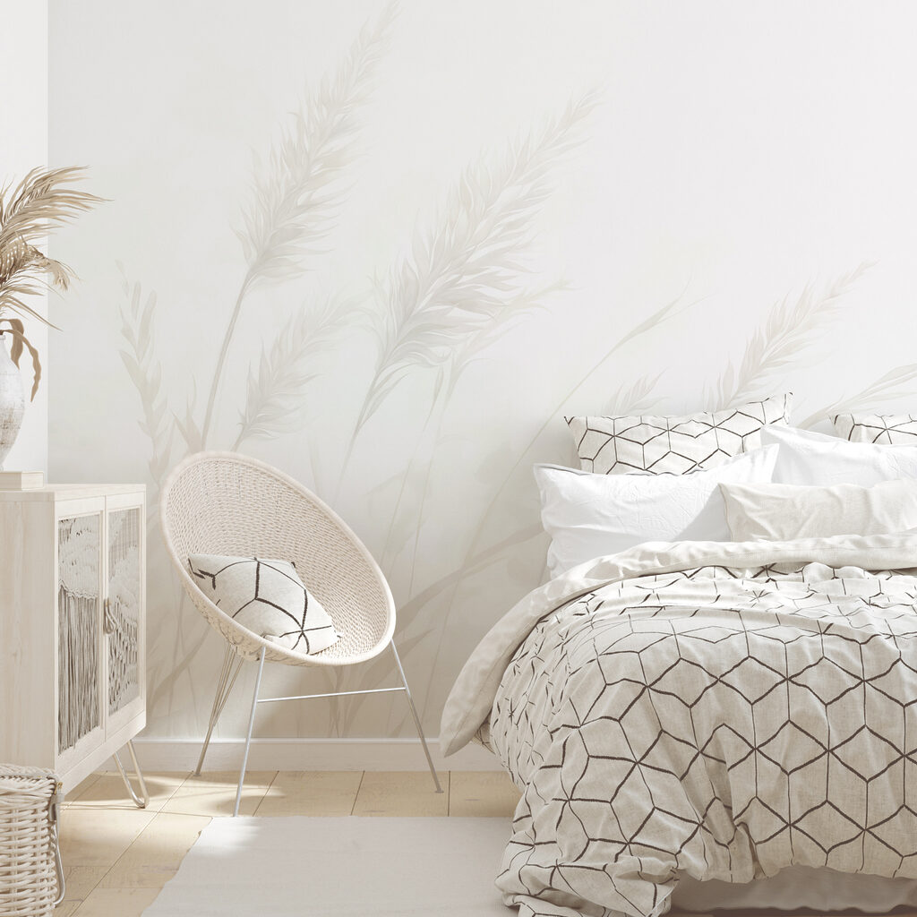 Ierburi delicate pe alb într-un interior