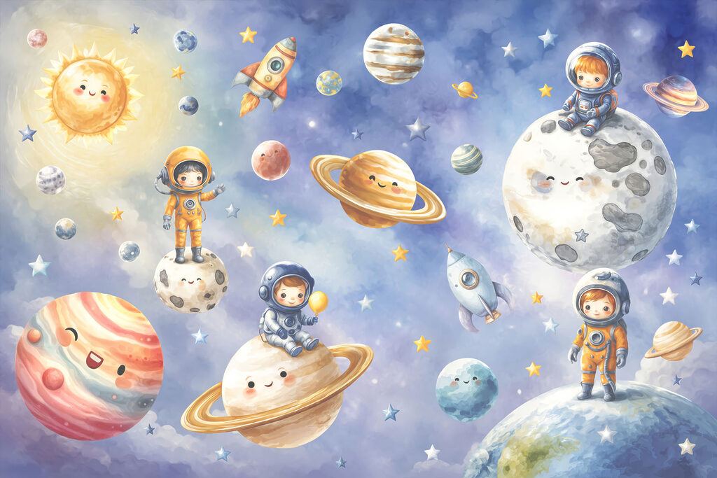 Mici astronauți în explorare — design complet