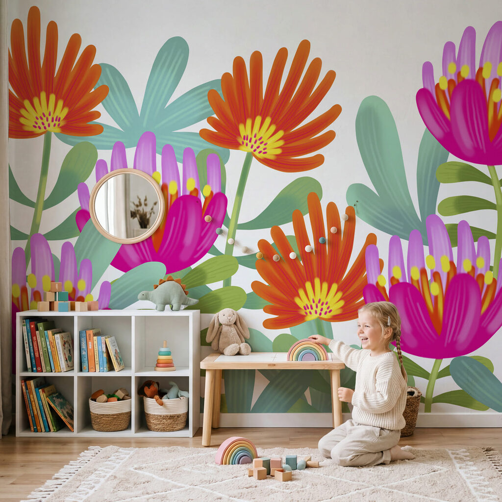 Câmp de flori vii într-un interior