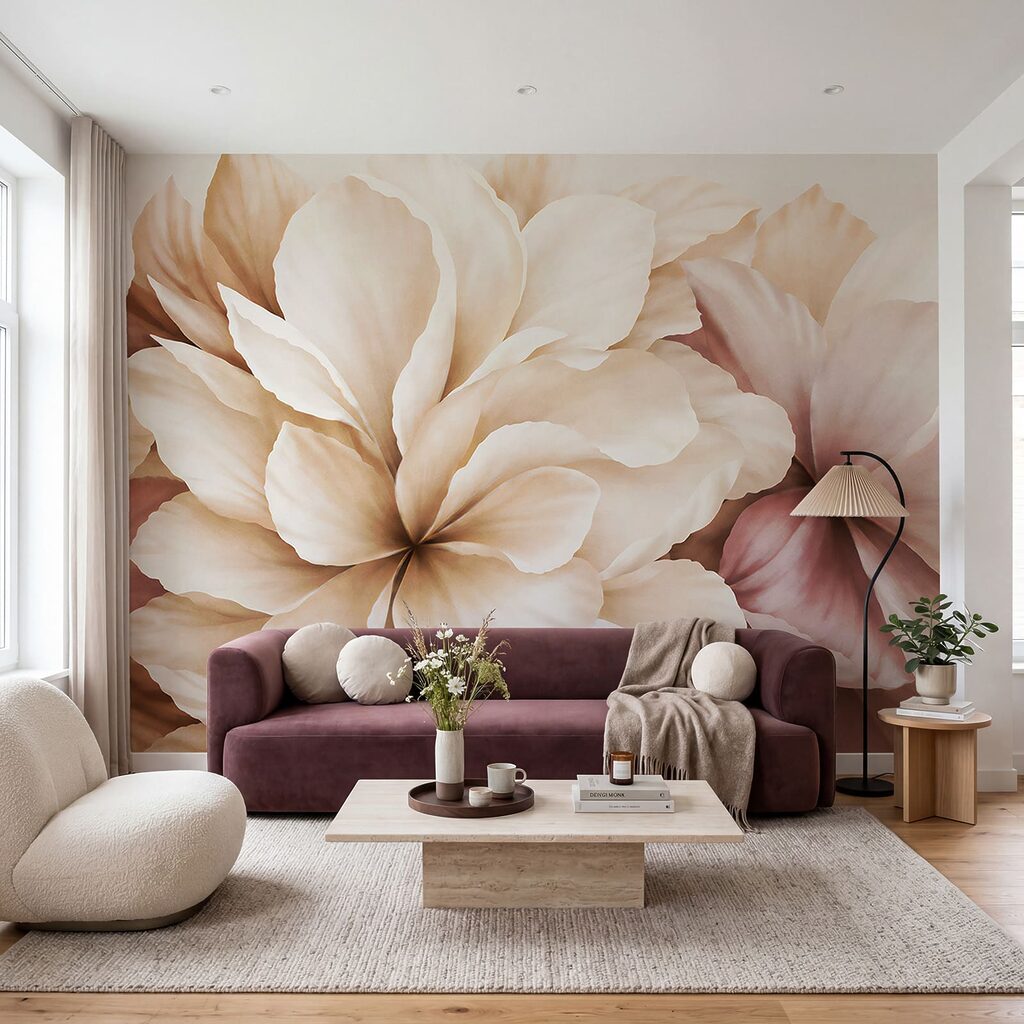 Flori mari în crem — interior 3