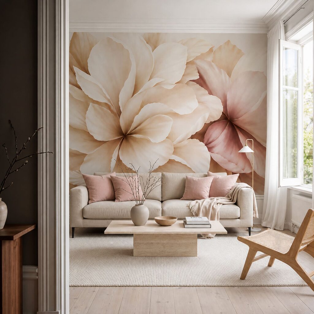 Flori mari în crem — interior 4