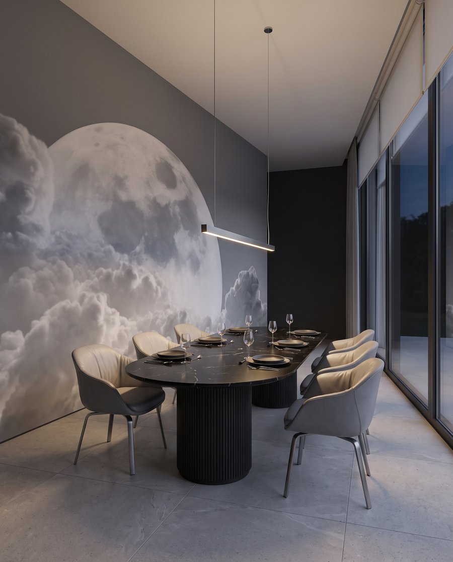 Lună plină peste nori — interior 1