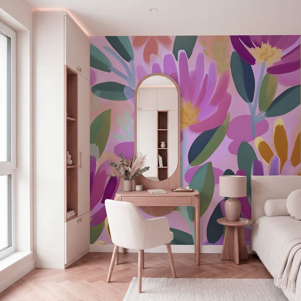 Flori mari pe roz — interior 2