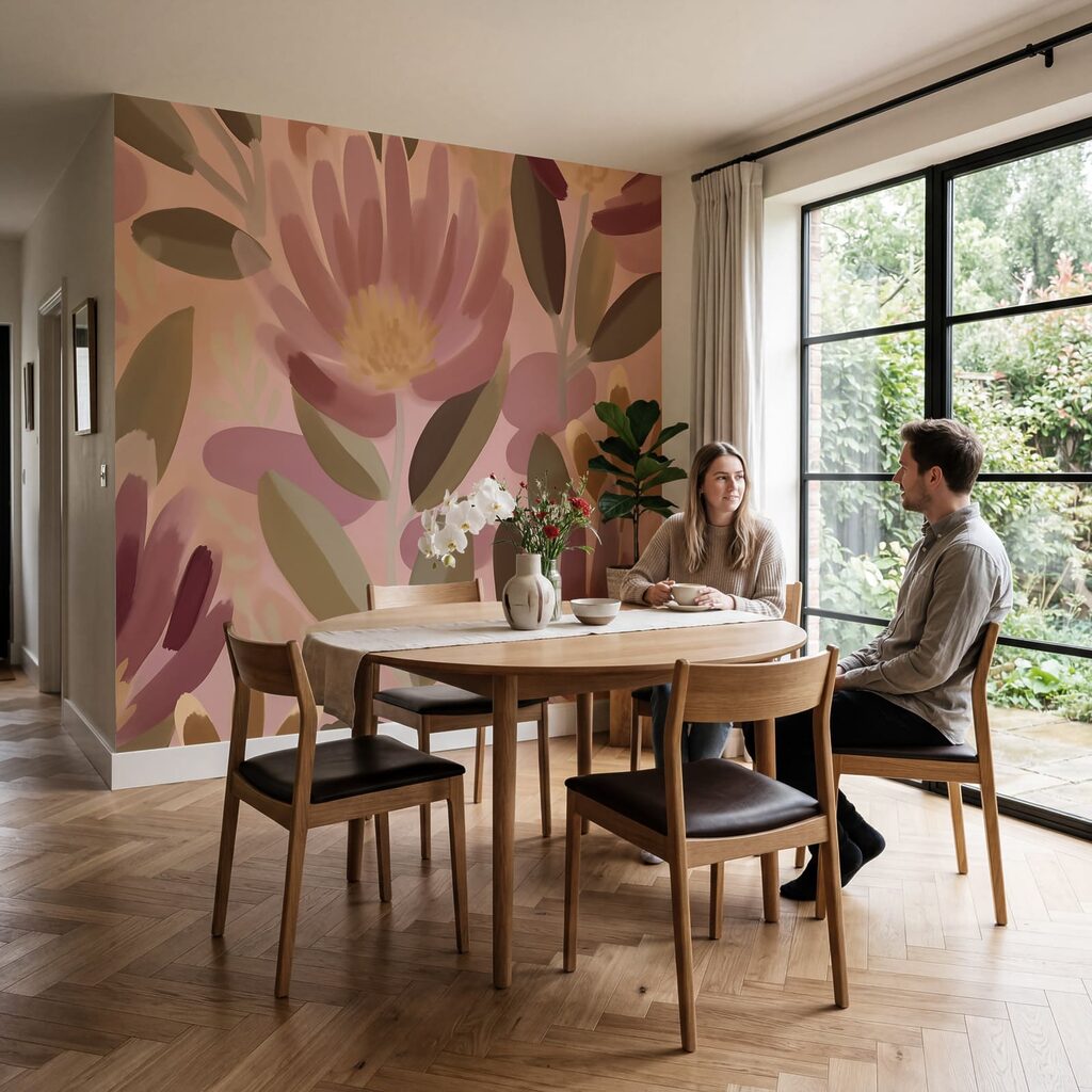 Flori mari pe roz — interior 4