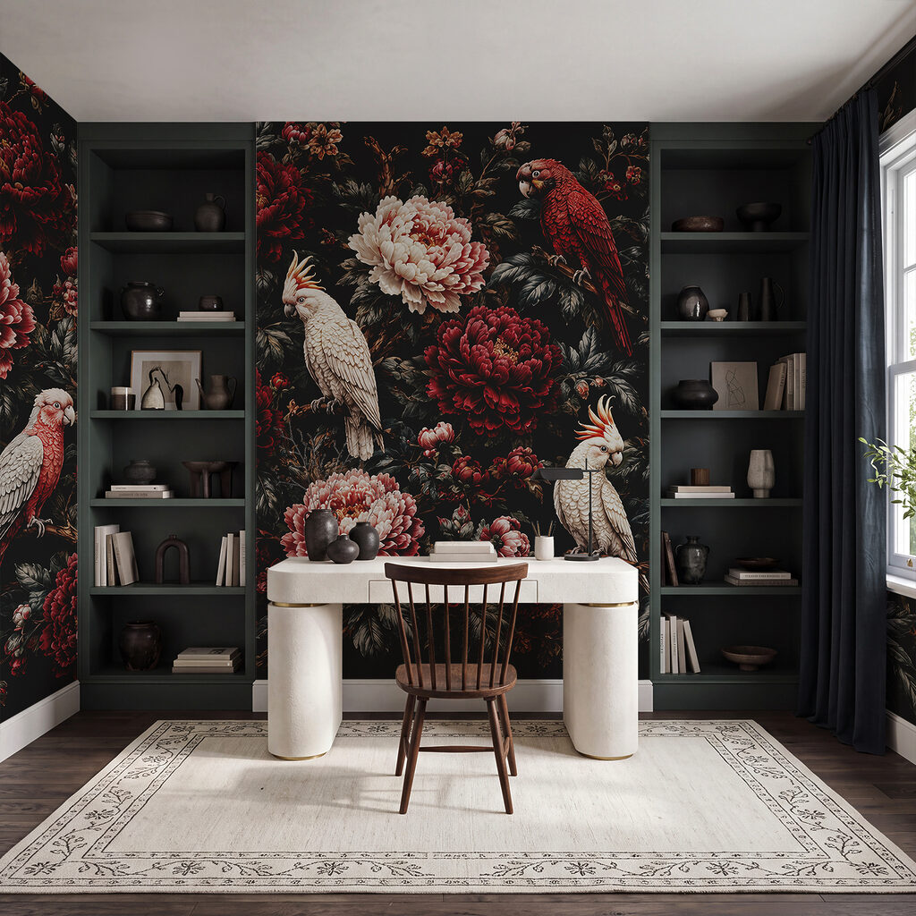 Papagali albi printre flori — interior 4
