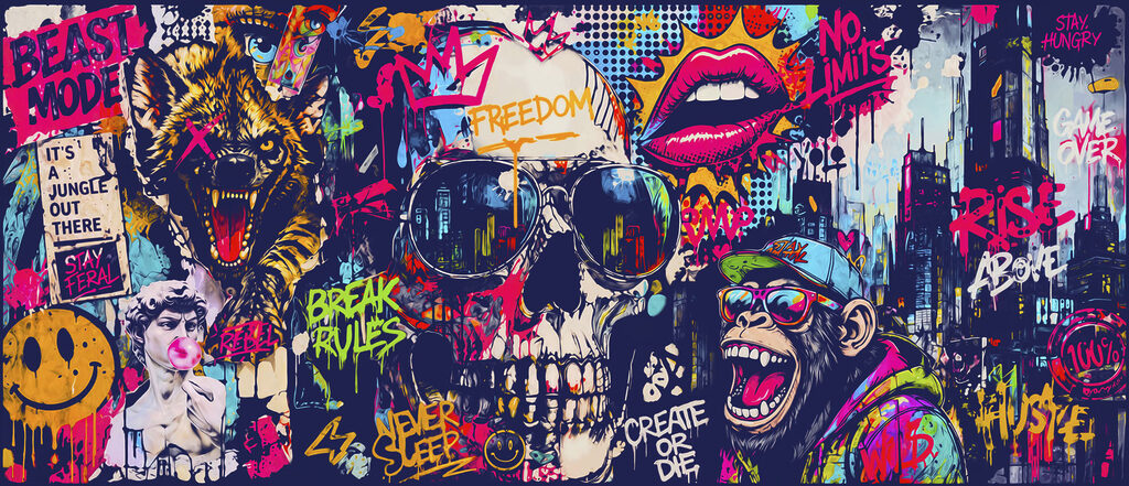 Craniu în graffiti — design complet
