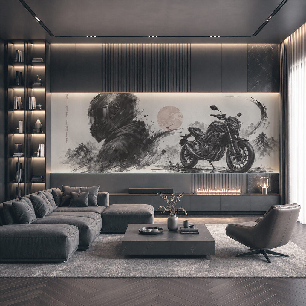 Motocicletă și cască — interior 1