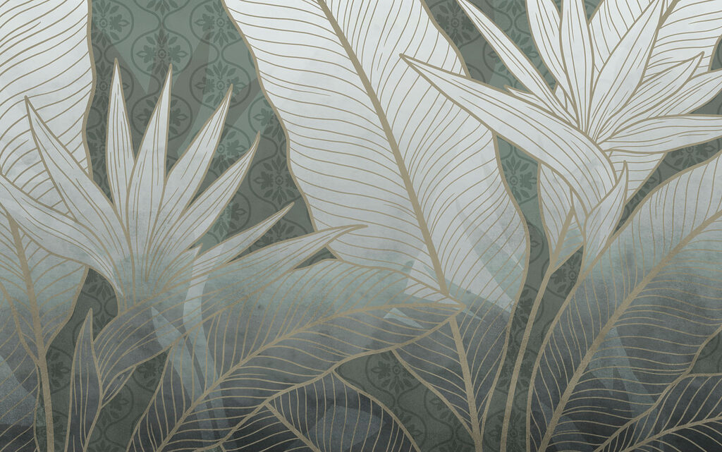 Frunze tropicale cu nervuri — design complet