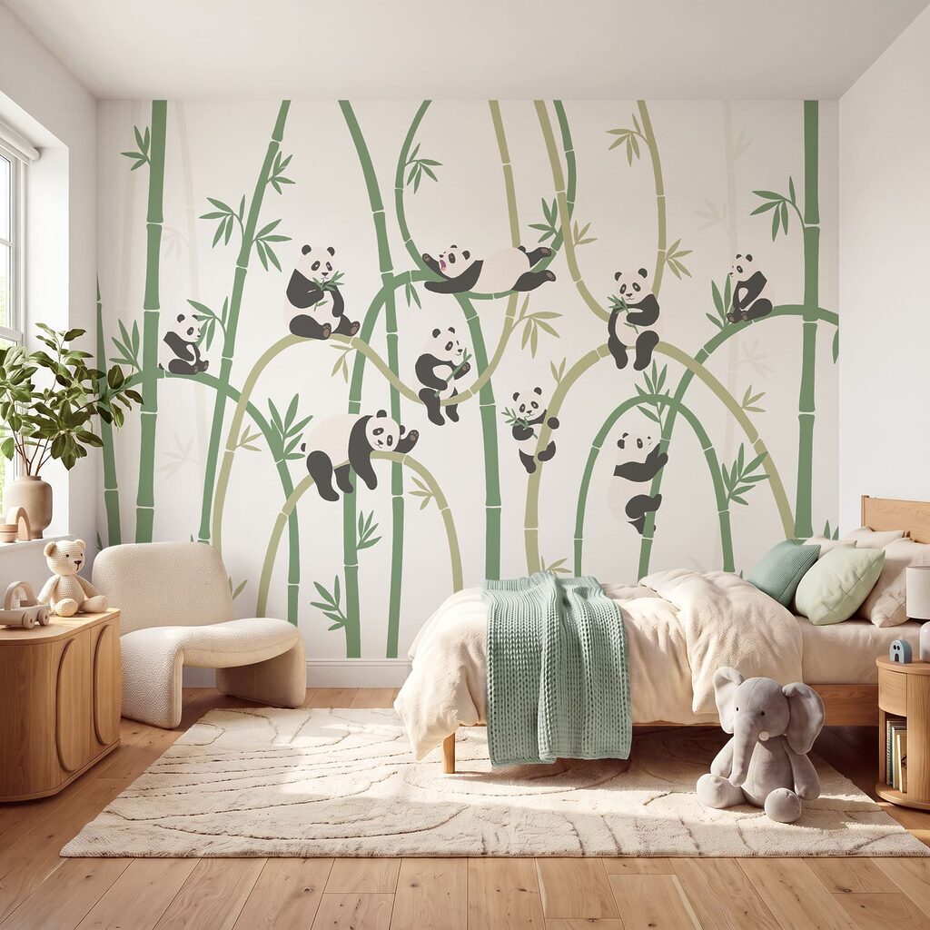 Pande printre bambus — interior 1