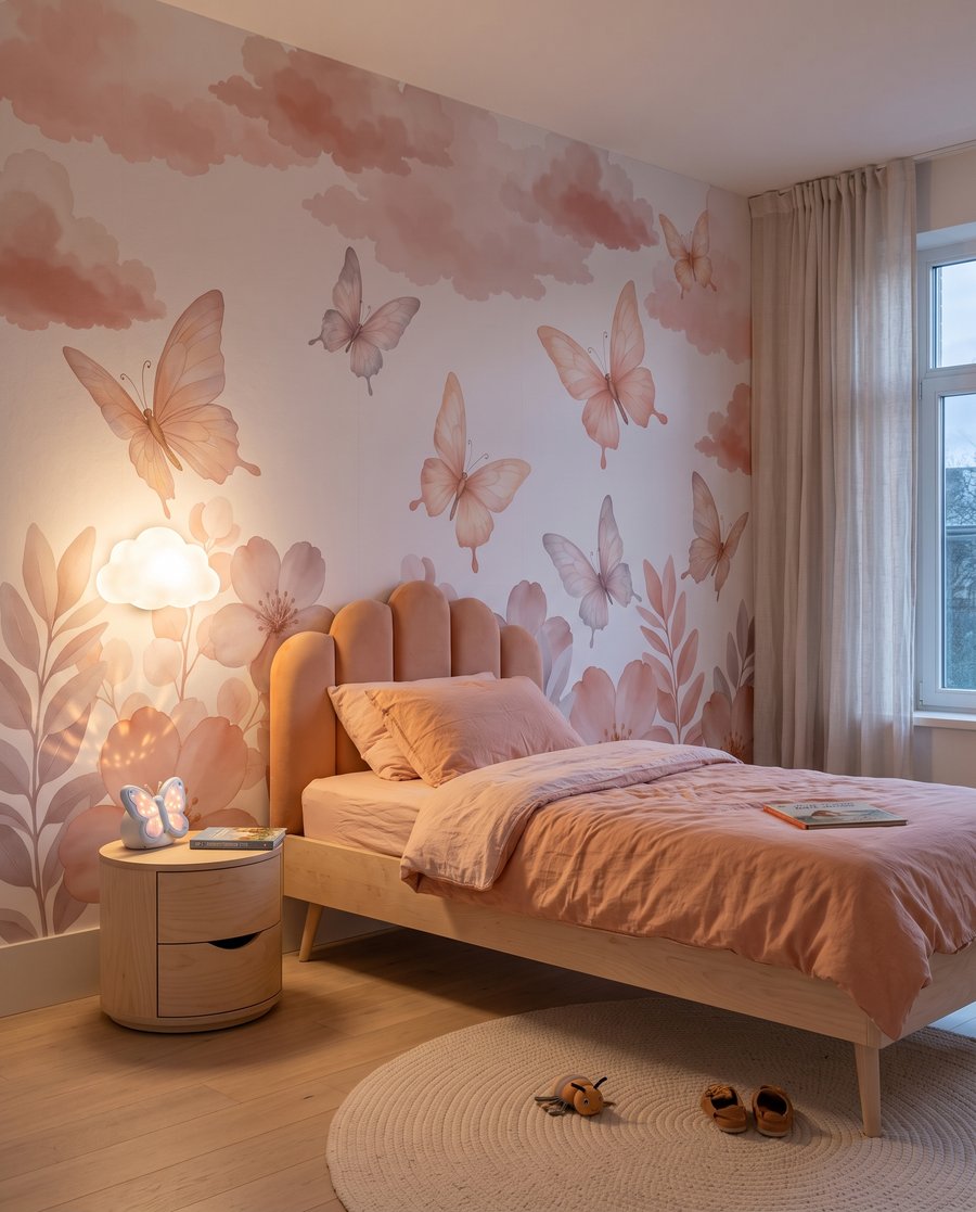 Fluturi roz pe alb — interior 5