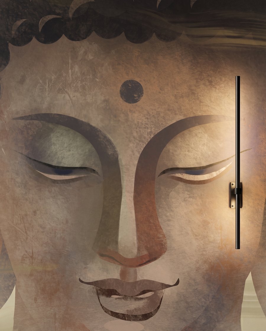 Buddha printre curenți aurii — detaliu