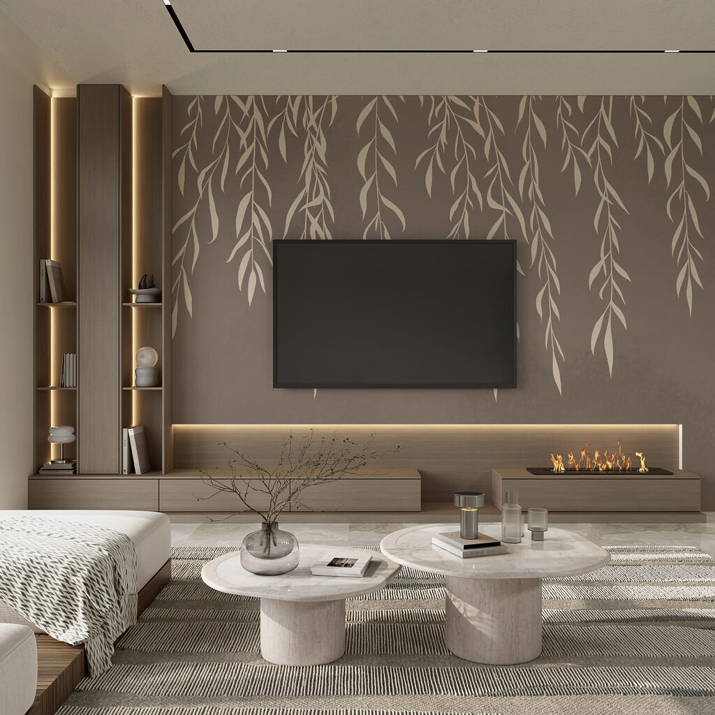 Crenguțe albe care atârnă — interior 1