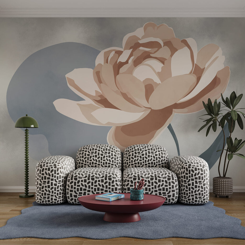 Floare pe pată colorată — interior 1