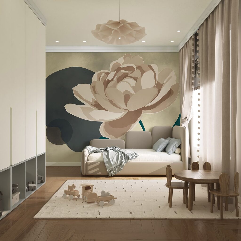 Floare pe pată colorată — interior 3