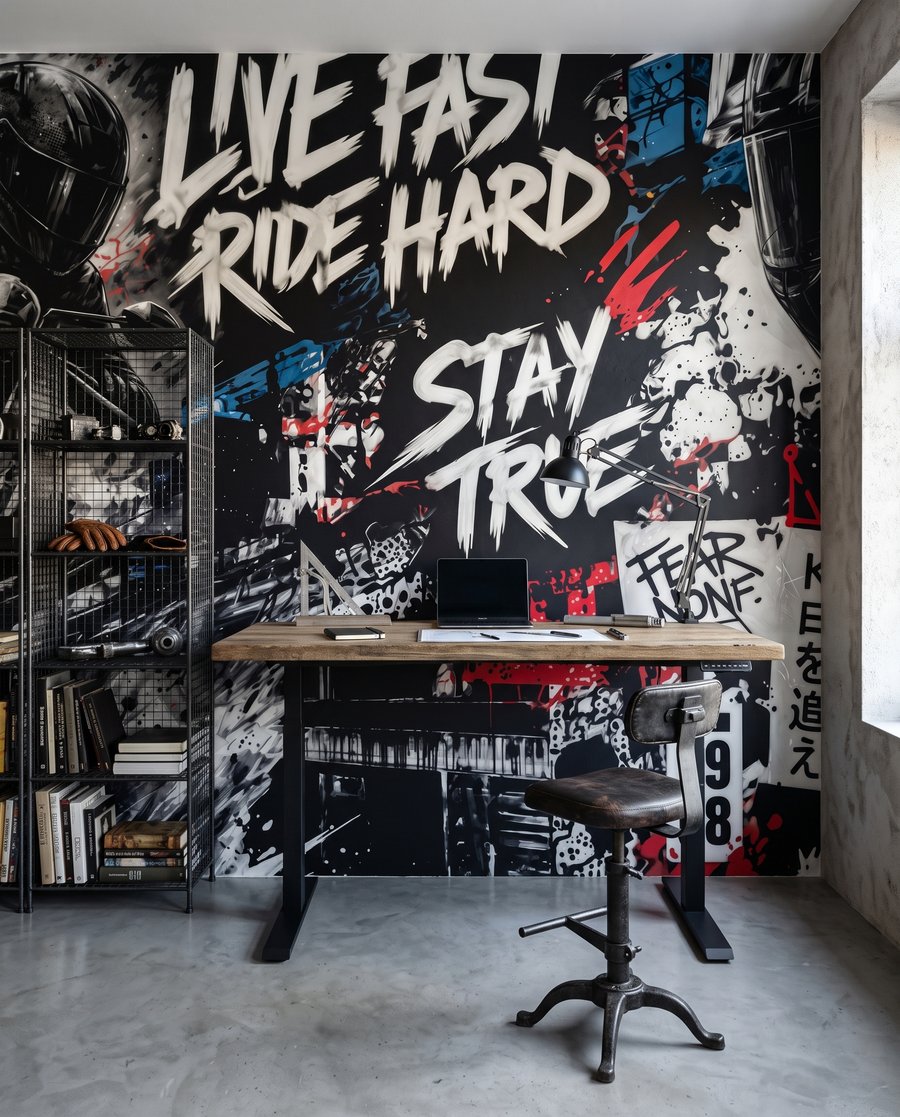 Motocicletă și litere — interior 5