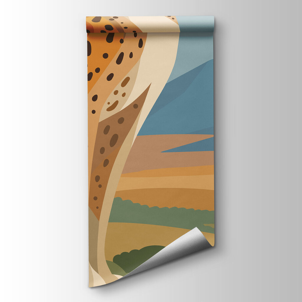 Felină pătată pe stâncă — vizualizare produs