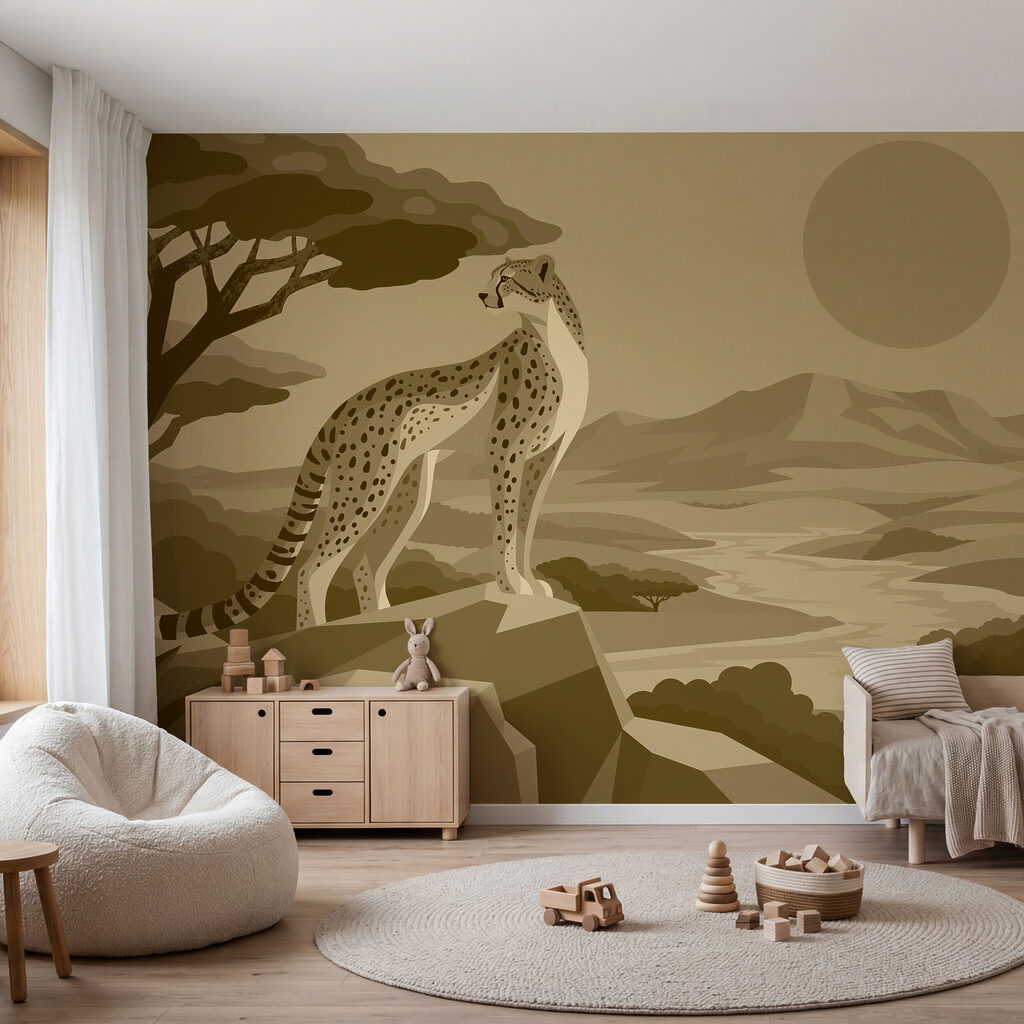 Felină pătată pe stâncă — interior 1