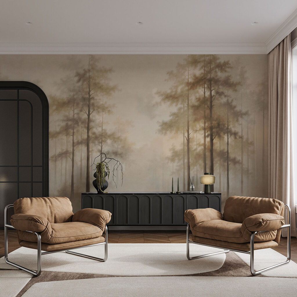 Conifere în ceața dimineții — interior 2