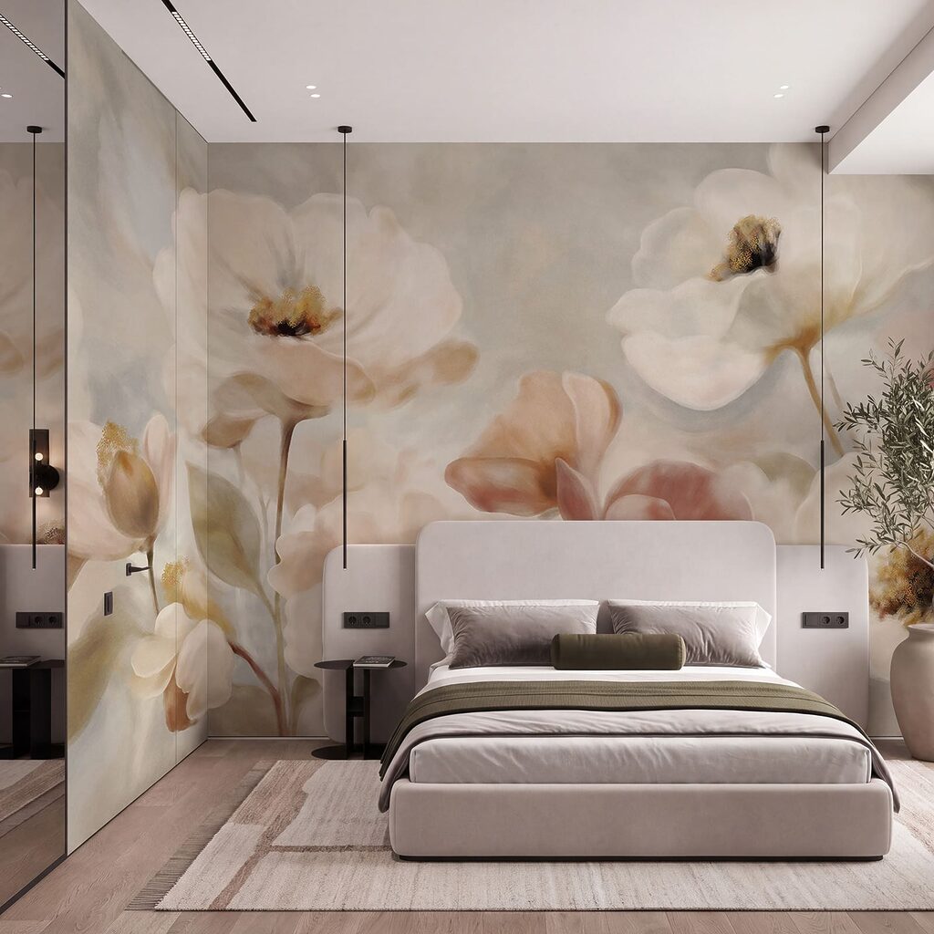 Flori crem în tușe — interior 1