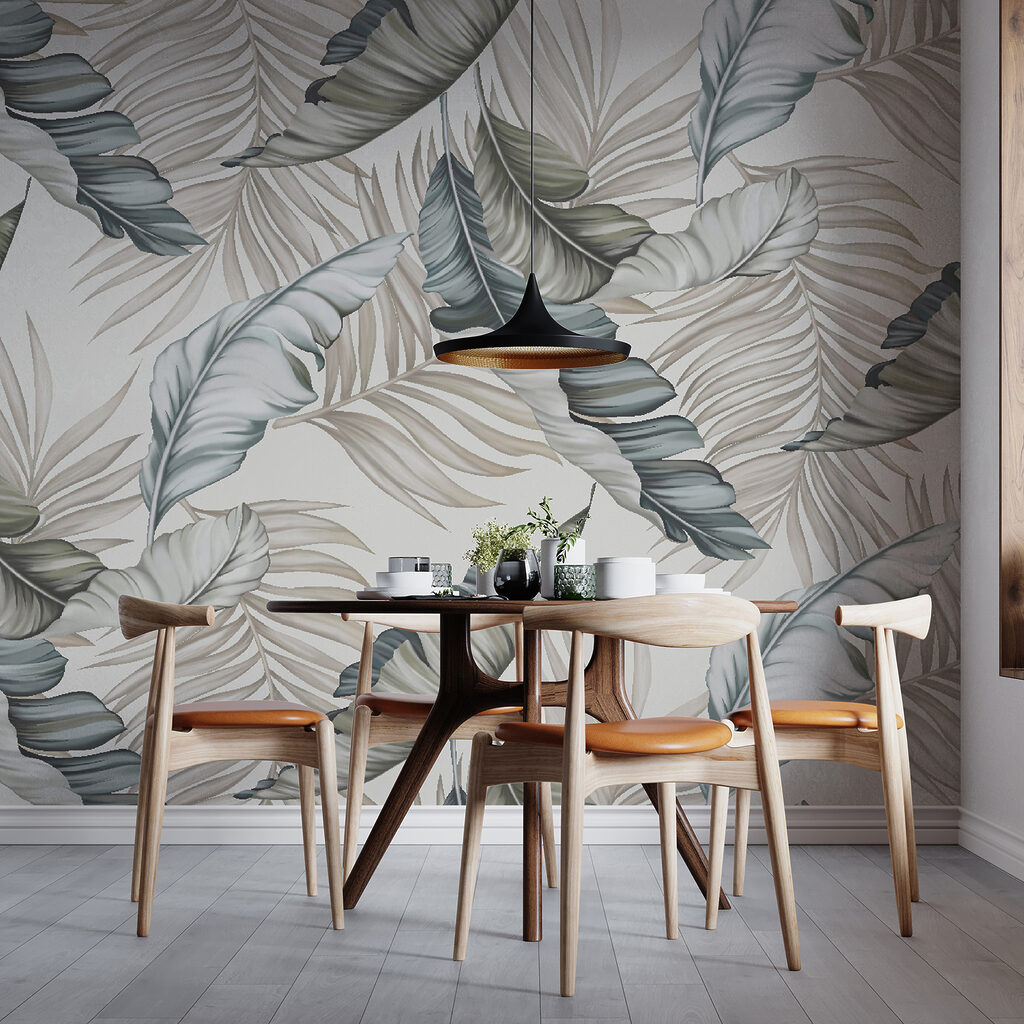 Frunze tropicale alb-negru — interior 2