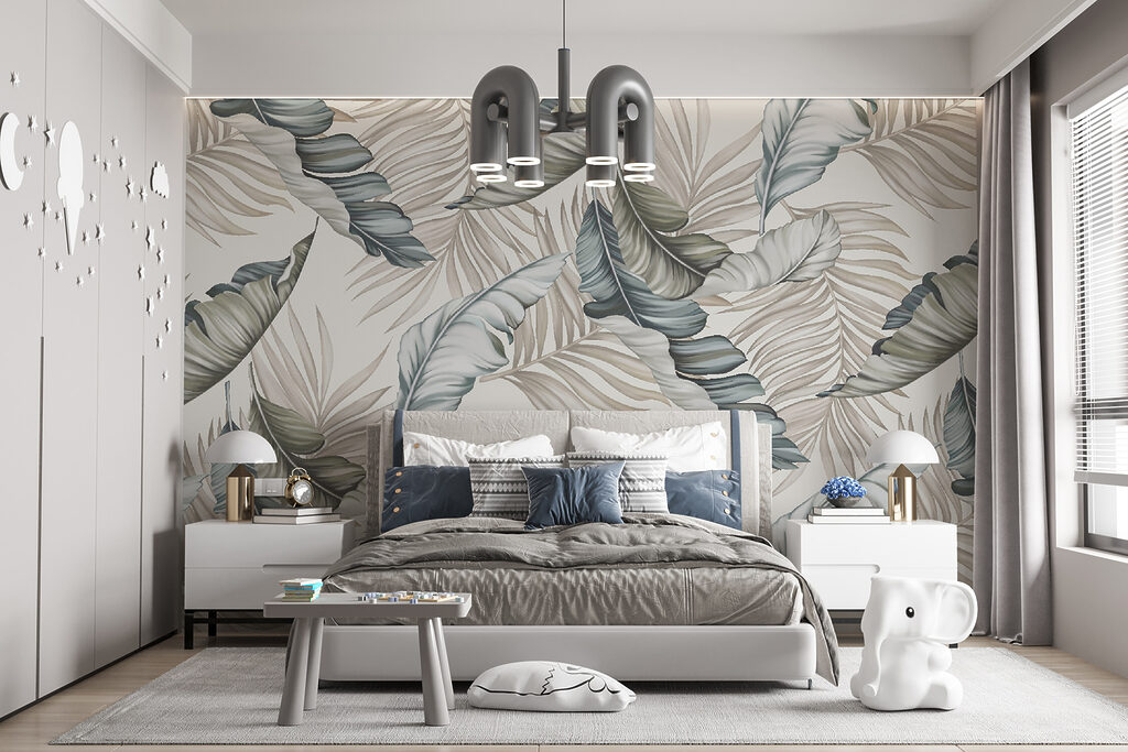 Frunze tropicale alb-negru — interior 3