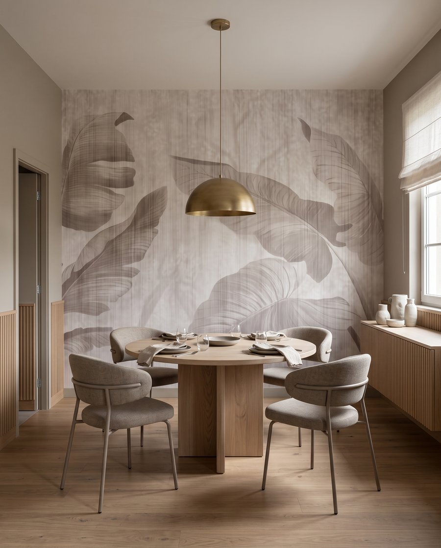 Frunze tropicale pe alb — interior 5