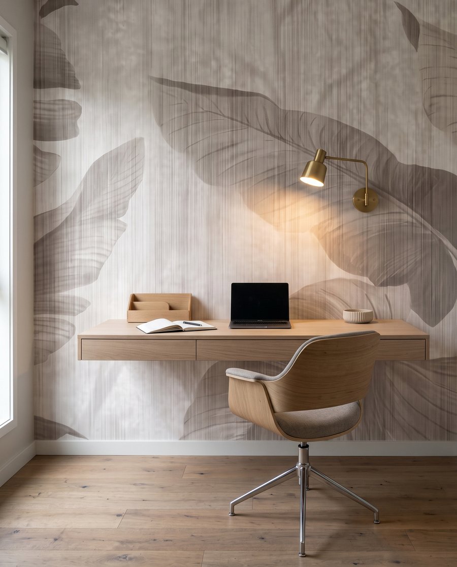 Frunze tropicale pe alb — interior 6