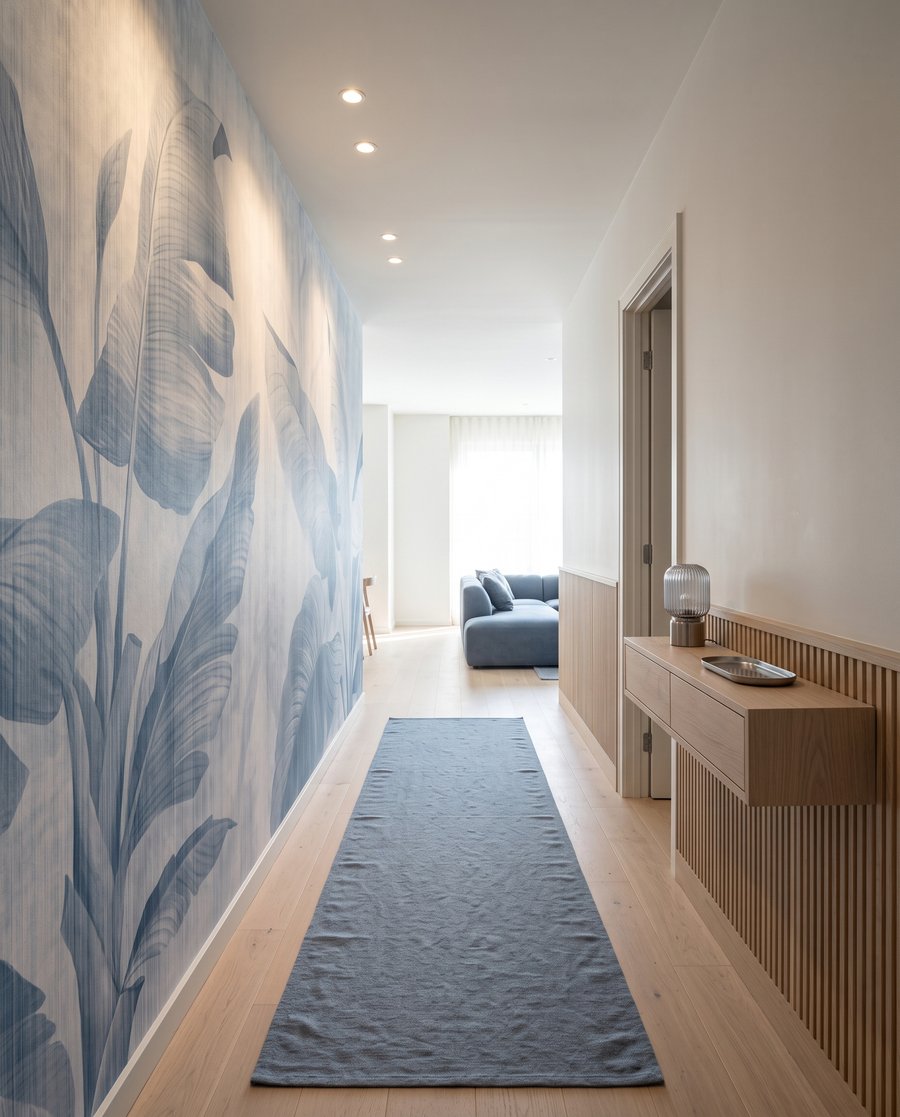 Frunze tropicale pe alb — interior 4