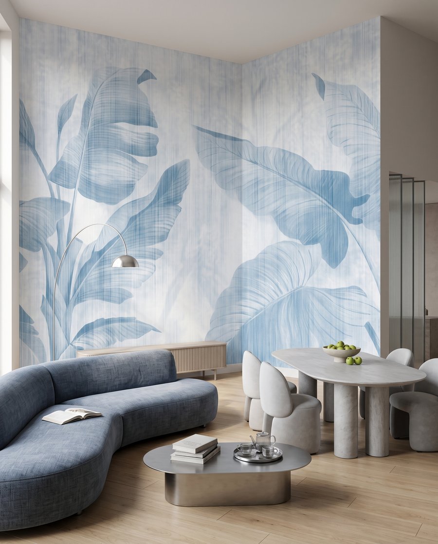 Frunze tropicale pe alb — interior 5