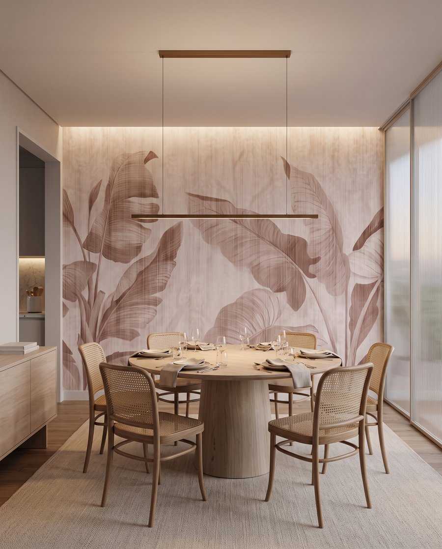 Frunze tropicale pe alb — interior 5