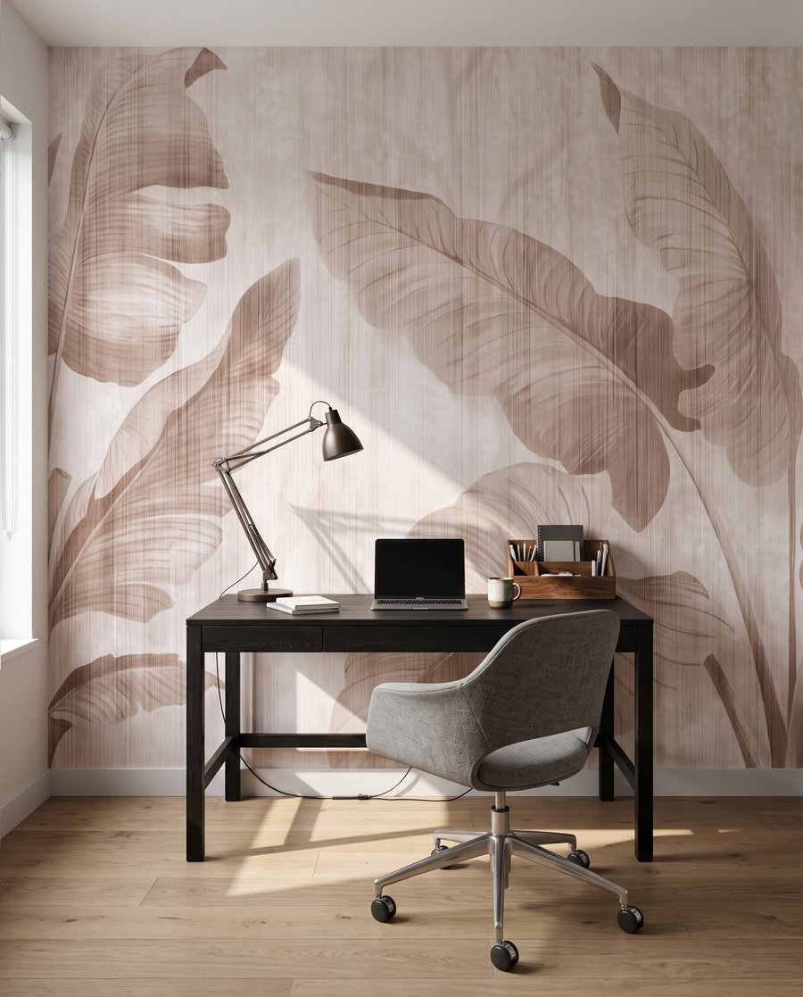 Frunze tropicale pe alb — interior 6